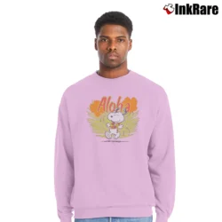 Men’s Peanuts Aloha Snoopy Crewneck Sweatshirt in light pink | Cozy Fabric, Clean Style