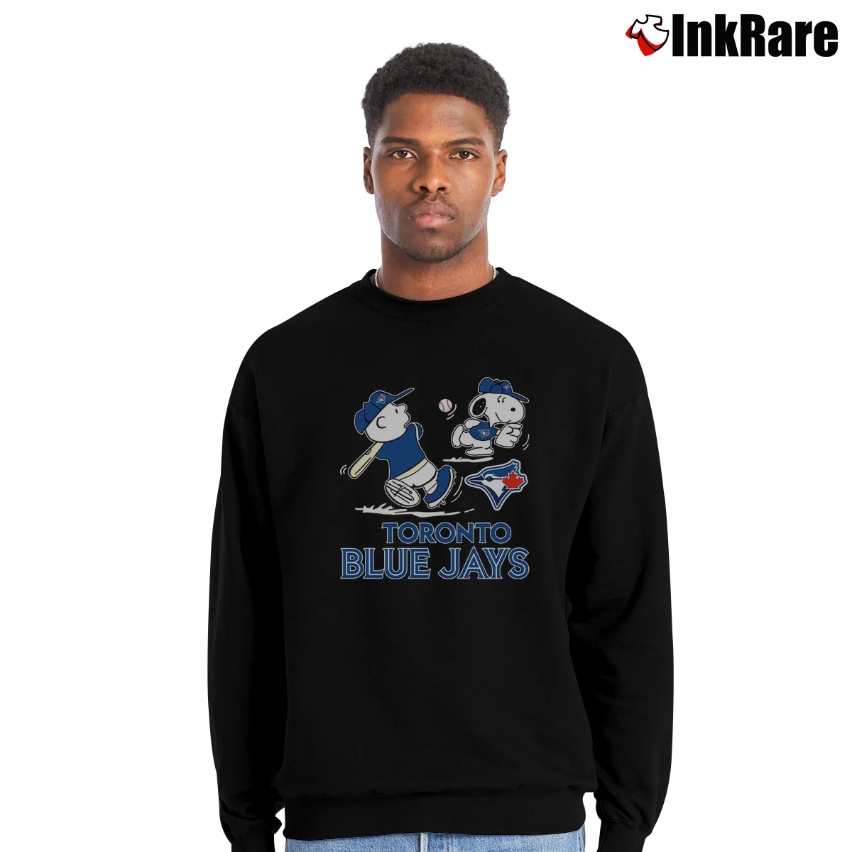 Peanuts Charlie Brown And Snoopy Playing Baseball Toronto Blue Jays Men’s Crewneck Sweatshirt in black – Soft & Durable Men’s Peanuts Charlie Brown And Snoopy Playing Baseball Toronto Blue Jays Crewneck Sweatshirt in black | Cozy Fabric, Clean Style
