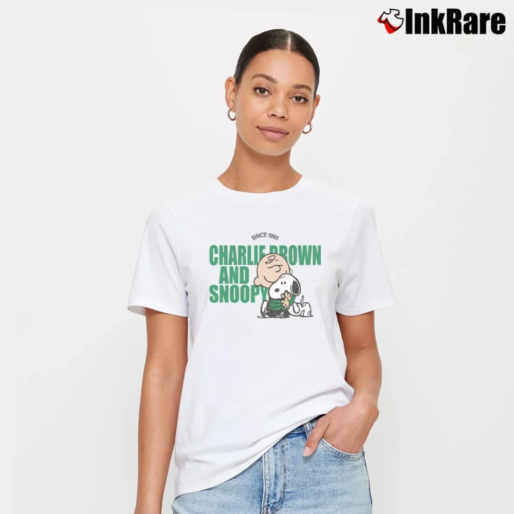 Women’s Peanuts Charlie Brown And Snoopy Signature T-Shirt in white | Soft, Flattering Fit