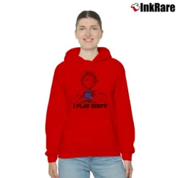 Women’s Peanuts Charlie Brown I Play Dirty Cool Cozy Hoodie in red | Warm, Structured, Stylish