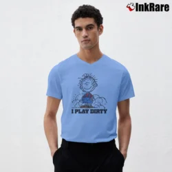 Men’s Peanuts Charlie Brown I Play Dirty Cool V-Neck Tee in light blue | Sharp, Breathable, Everyday Staple