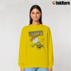 Women’s Peanuts Charlie Brown Player Blue Relaxed Sweatshirt in yellow | Soft, Laid-Back Vibe