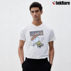 Men’s Peanuts Charlie Brown Player Blue V-Neck Tee in white | Sharp, Breathable, Everyday Staple
