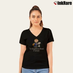 Women’s Peanuts Charlie Brown Snoopy Basketball Charles Barkley V-Neck Tee in black | Chic Neckline, Soft Texture