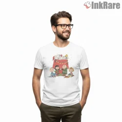 Peanuts Christmas Crew Charlie Brown And Snoopy Shirt on white short sleeve shirt for men graphic tee