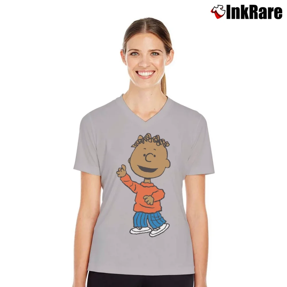 Women’s Peanuts Franklin Armstrong V-Neck Tee in sport grey | Chic Neckline, Soft Texture