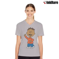 Women’s Peanuts Franklin Armstrong V-Neck Tee in sport grey | Chic Neckline, Soft Texture