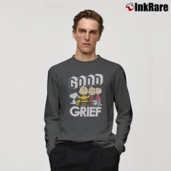 Men’s Peanuts Good Grief Long-Sleeve Shirt in charcoal | Sleek, Lightweight, Year-Round Wear