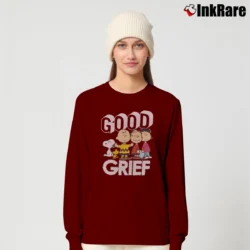 Women’s Peanuts Good Grief Long-Sleeve Top in maroon | Sleek, Versatile, All-Season