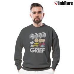 Men’s Peanuts Good Grief Crewneck Sweatshirt in charcoal | Cozy Fabric, Clean Style