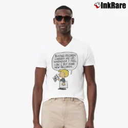 Men’s Peanuts Linus Buying Records Always Cheers Me Up I Buy More V-Neck Tee in white | Sharp, Breathable, Everyday Staple
