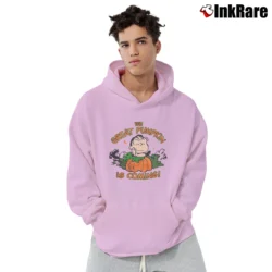 Men’s Peanuts Linus The Great Pumpkin Is Coming Pullover Hoodie in light pink | Cozy, Durable, Modern Fit