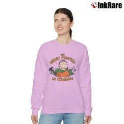 Women’s Peanuts Linus The Great Pumpkin Is Coming Relaxed Sweatshirt in light pink | Soft, Laid-Back Vibe