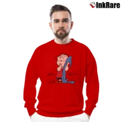 Men’s Peanuts Linus Van Pelt Crewneck Sweatshirt in red | Cozy Fabric, Clean Style