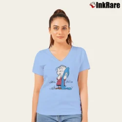 Women’s Peanuts Linus Van Pelt V-Neck Tee in light blue | Chic Neckline, Soft Texture