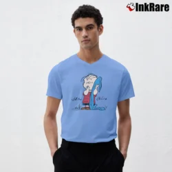 Men’s Peanuts Linus Van Pelt V-Neck Tee in light blue | Sharp, Breathable, Everyday Staple