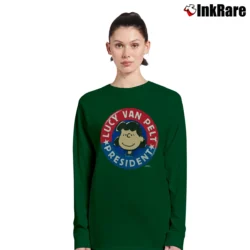 Women’s Peanuts Lucy Van Pelt For President Long-Sleeve Top in forest green | Sleek, Versatile, All-Season