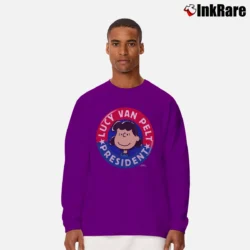 Men’s Peanuts Lucy Van Pelt For President Long-Sleeve Shirt in purple | Sleek, Lightweight, Year-Round Wear