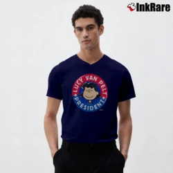 Men’s Peanuts Lucy Van Pelt For President V-Neck Tee in navy | Sharp, Breathable, Everyday Staple