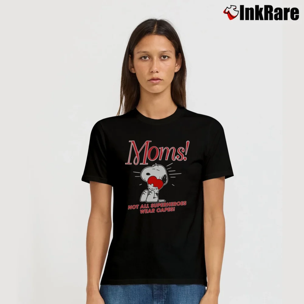 Women’s Peanuts Mom Not All Superheroes Wear Capes Signature T-Shirt in black | Soft, Flattering Fit