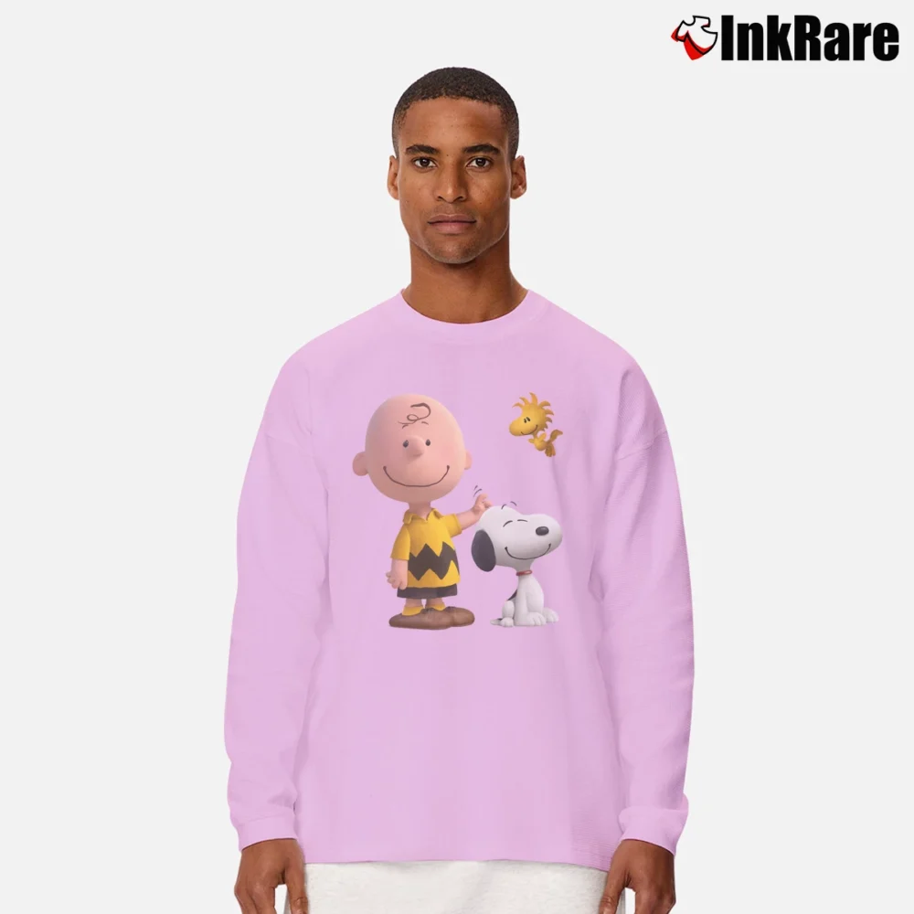 Men’s Peanuts Movie 2015 Snoopy Quotes Long-Sleeve Shirt in light pink | Sleek, Lightweight, Year-Round Wear