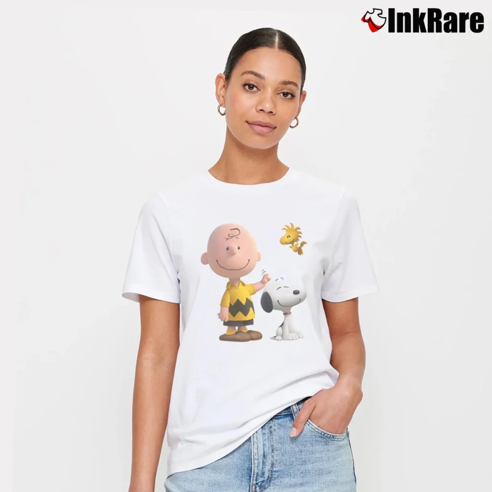 Women’s Peanuts Movie 2015 Snoopy Quotes Signature T-Shirt in white | Soft, Flattering Fit