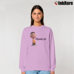 Women’s Peanuts Movie Franklin Navy Relaxed Sweatshirt in light pink | Soft, Laid-Back Vibe