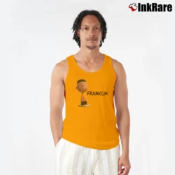 Men’s Peanuts Movie Franklin Navy Tank Top in orange | Breathable, Active-Friendly Design