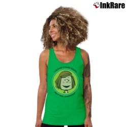 Women’s Peanuts Peppermint Patty Badge i know everything but the answers Tank Top in irish green | Lightweight, Movement-Friendly