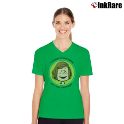 Women’s Peanuts Peppermint Patty Badge i know everything but the answers V-Neck Tee in irish green | Chic Neckline, Soft Texture