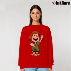 Women’s Peanuts Peppermint Patty Relaxed Sweatshirt in red | Soft, Laid-Back Vibe