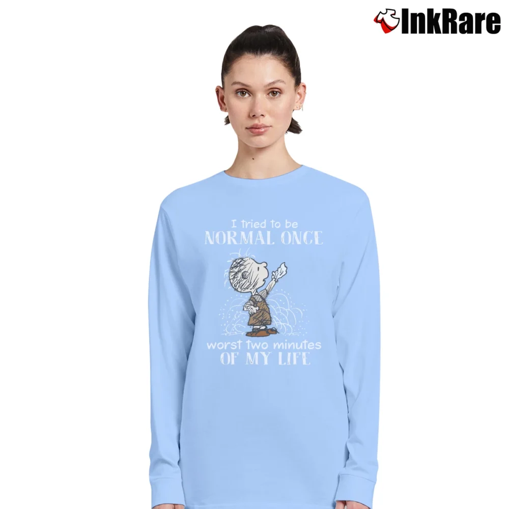 Women’s Peanuts Pigpen I Tried To Be Normal Once Worst Two Minutes Of My Life Long-Sleeve Top in light blue | Sleek, Versatile, All-Season