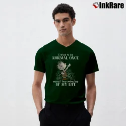 Men’s Peanuts Pigpen I Tried To Be Normal Once Worst Two Minutes Of My Life V-Neck Tee in forest green | Sharp, Breathable, Everyday Staple