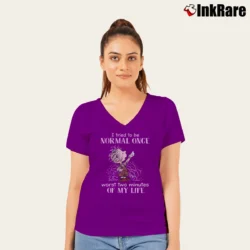 Women’s Peanuts Pigpen I Tried To Be Normal Once Worst Two Minutes Of My Life V-Neck Tee in purple | Chic Neckline, Soft Texture
