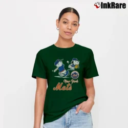 Women’s Peanuts Playing Football New York Mets Baseball Signature T-Shirt in forest green | Soft, Flattering Fit