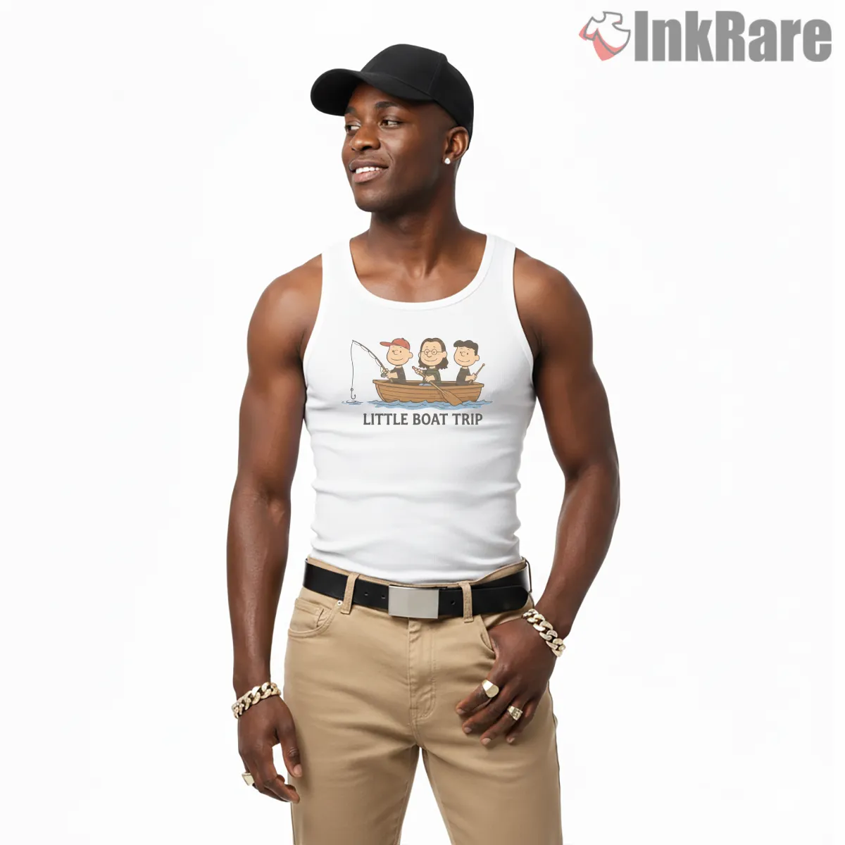 Peanuts Retro Rock Band Parody Shirt on white tank top for men graphic tee