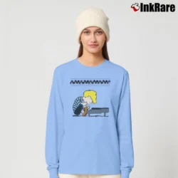 Women’s Peanuts Schroeder At The Piano Custom Long-Sleeve Top in light blue | Sleek, Versatile, All-Season