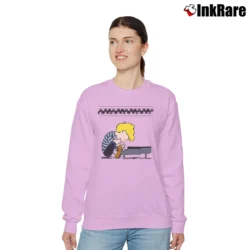 Women’s Peanuts Schroeder At The Piano Custom Relaxed Sweatshirt in light pink | Soft, Laid-Back Vibe