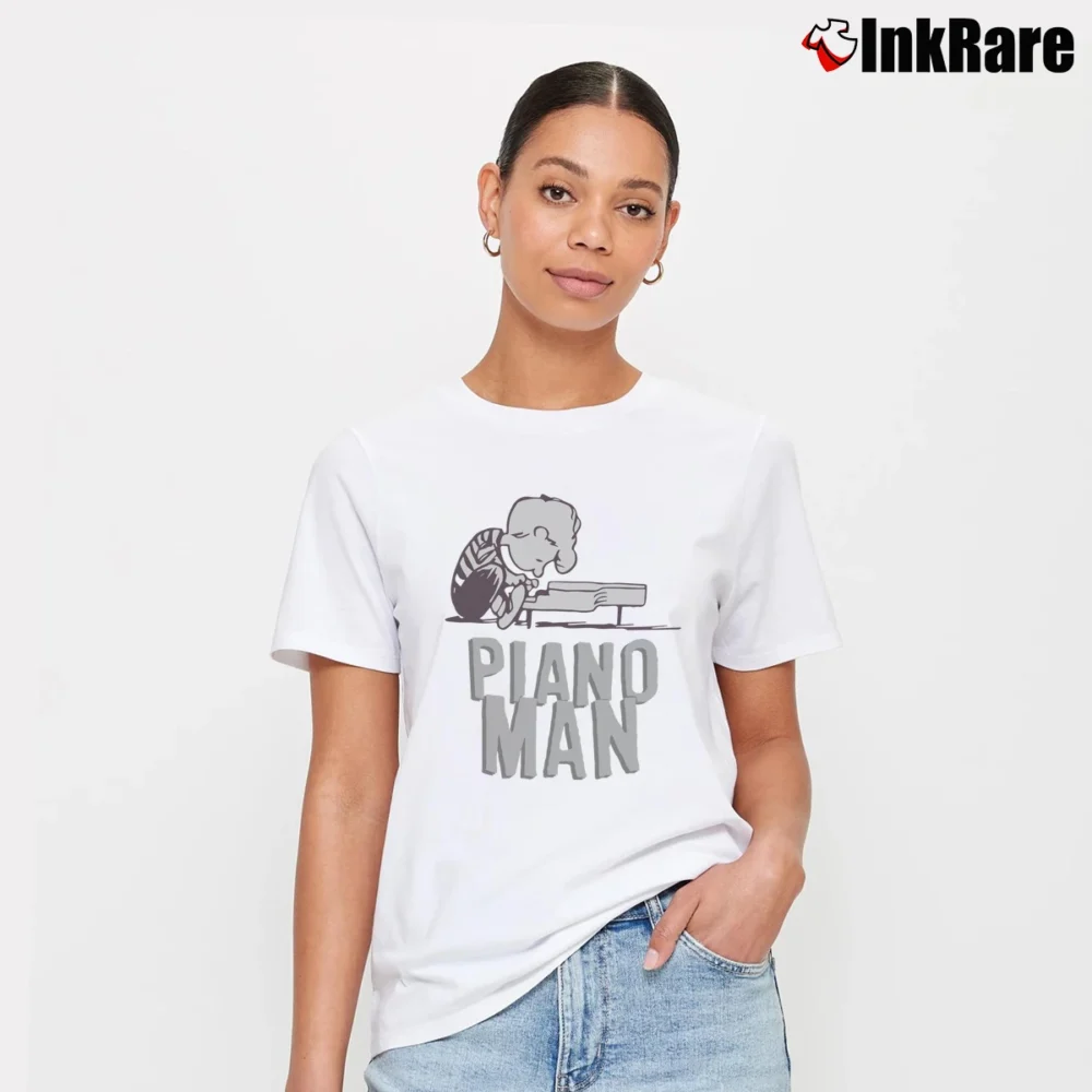 Women’s Peanuts Schroeder Piano Man Custom Signature T-Shirt in white | Soft, Flattering Fit