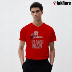 Men’s Peanuts Schroeder Piano Man Custom V-Neck Tee in red | Sharp, Breathable, Everyday Staple