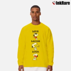 Men’s Peanuts Snoopy Charlie Brown Live Laugh Love Classic Long-Sleeve Shirt in yellow | Sleek, Lightweight, Year-Round Wear