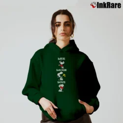 Women’s Peanuts Snoopy Charlie Brown Live Laugh Love Cozy Hoodie in forest green | Warm, Structured, Stylish