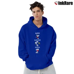 Men’s Peanuts Snoopy Charlie Brown Live Laugh Love Pullover Hoodie in royal blue | Cozy, Durable, Modern Fit