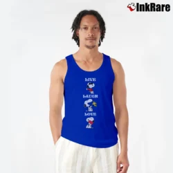 Men’s Peanuts Snoopy Charlie Brown Live Laugh Love Tank Top in royal blue | Breathable, Active-Friendly Design