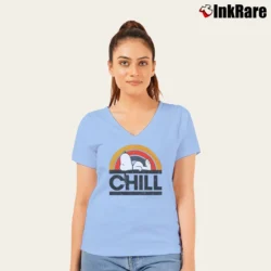 Women’s Peanuts Snoopy Chill Graphic V-Neck Tee in light blue | Chic Neckline, Soft Texture