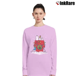 Women’s Peanuts Snoopy Christmas Lights Dog House Long-Sleeve Top in light pink | Sleek, Versatile, All-Season