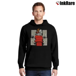 Men’s Peanuts Snoopy Flying Ace Heavyweight Pullover Hoodie in black | Cozy, Durable, Modern Fit