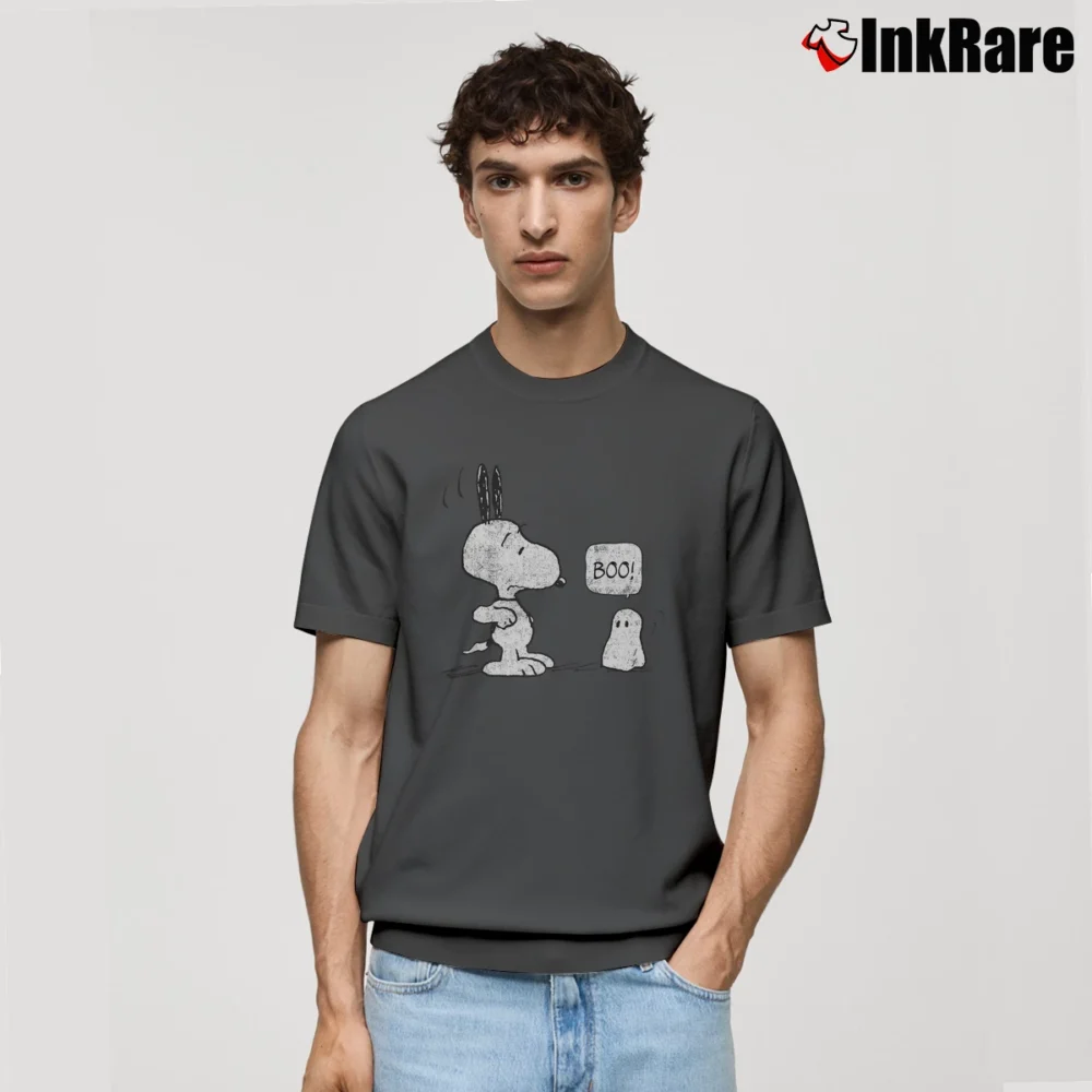 Men’s Peanuts Snoopy Ghost Fright Halloween Classic T-Shirt in charcoal | Soft, Breathable Everyday Wear