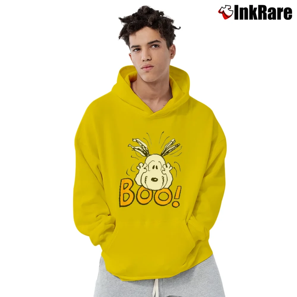 Men’s Peanuts Snoopy Halloween Boo Pullover Hoodie in yellow | Cozy, Durable, Modern Fit
