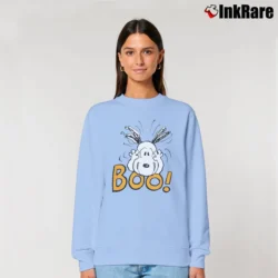 Women’s Peanuts Snoopy Halloween Boo Relaxed Sweatshirt in light blue | Soft, Laid-Back Vibe